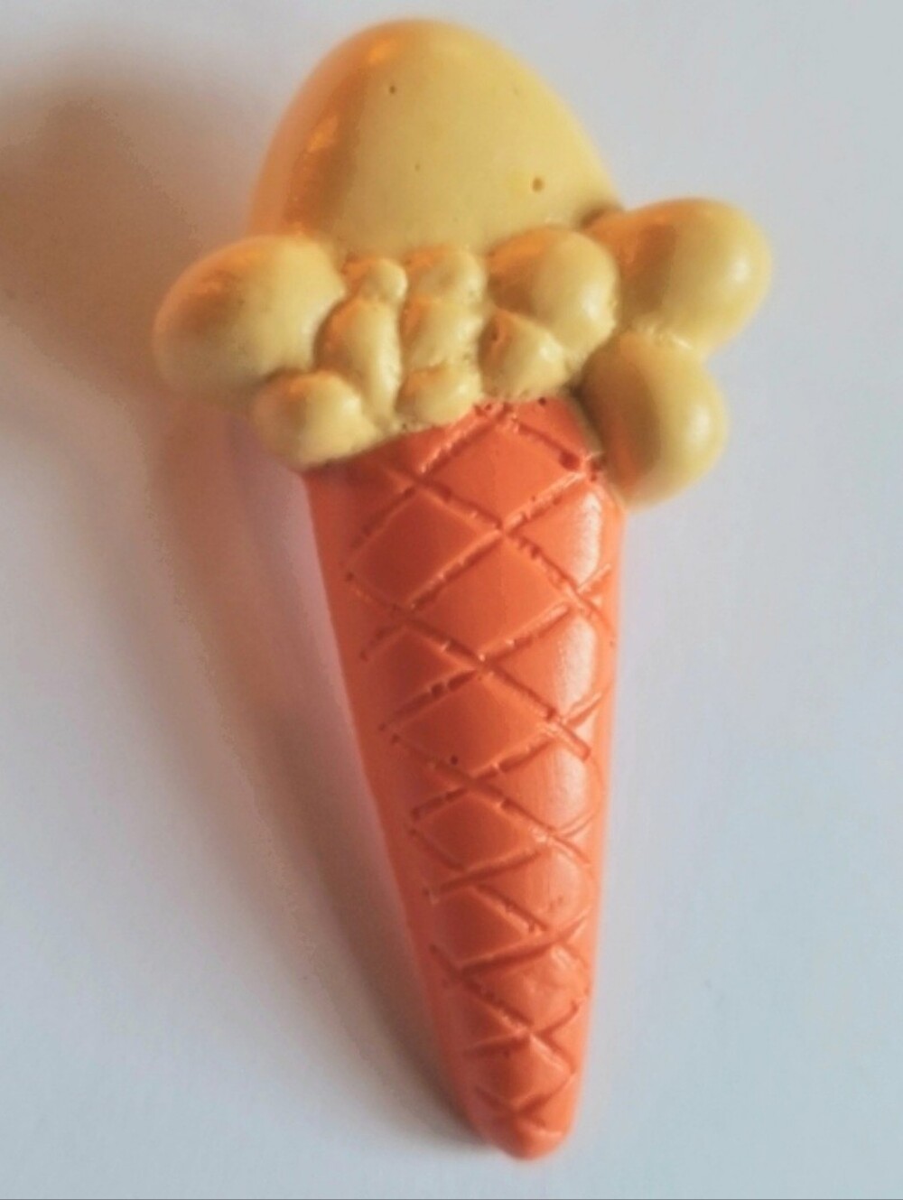 Vintage ice cream cone pin brooch orange ivory off white waffle soft serve